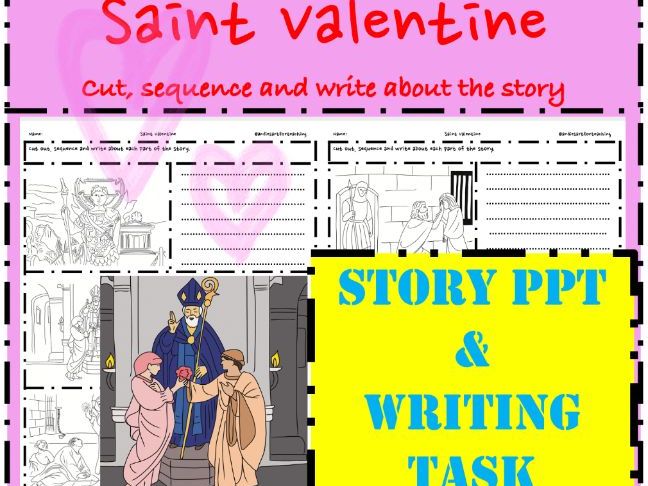 Saint Valentine's Day Life PPT story & Writing activity sequence retell cut paste