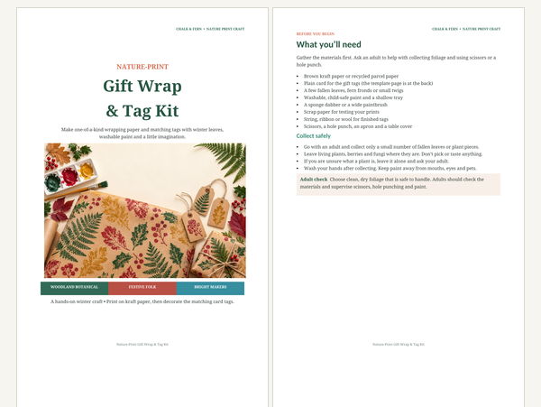Nature Print Gift Wrap & Gift Tag Making Kit