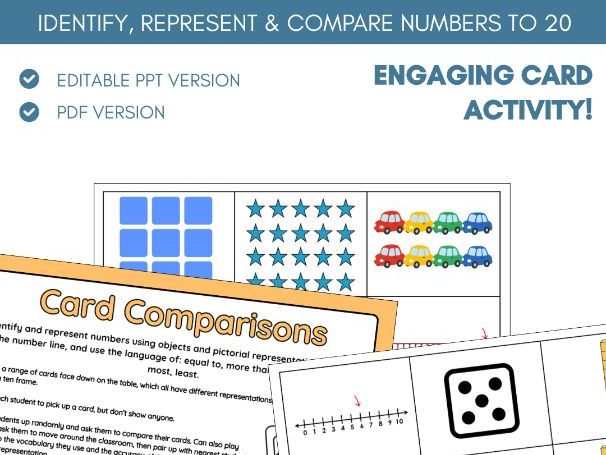 Identify, Represent & Compare Numbers to 20 | Card Game Activity | Place Value