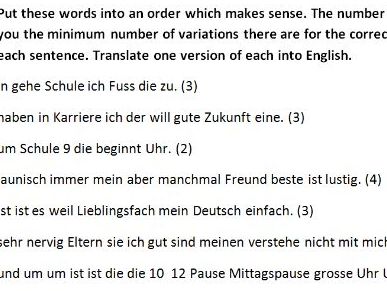 FREE German word order task