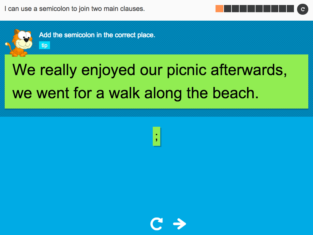 I can use a semi-colon to join two main clauses - Interactive Activity - Year 6 Spag
