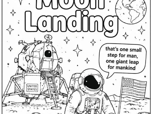 First Moon Landing - One Small Step for Man Colouring Page