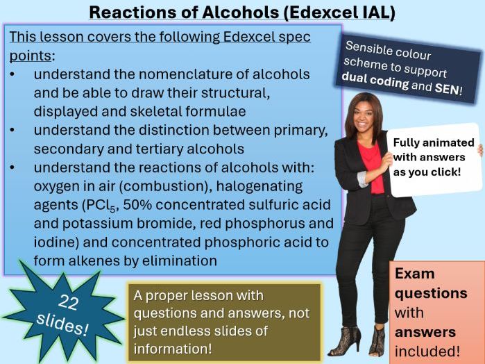 Alcohol Combustion, Dehydration and Halogenation | Full Lesson (click for video preview)