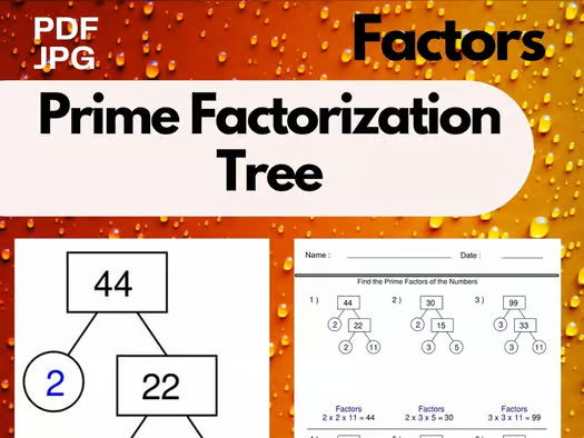 Prime Factorization Tree - Find the Prime Factors - Factors Worksheets