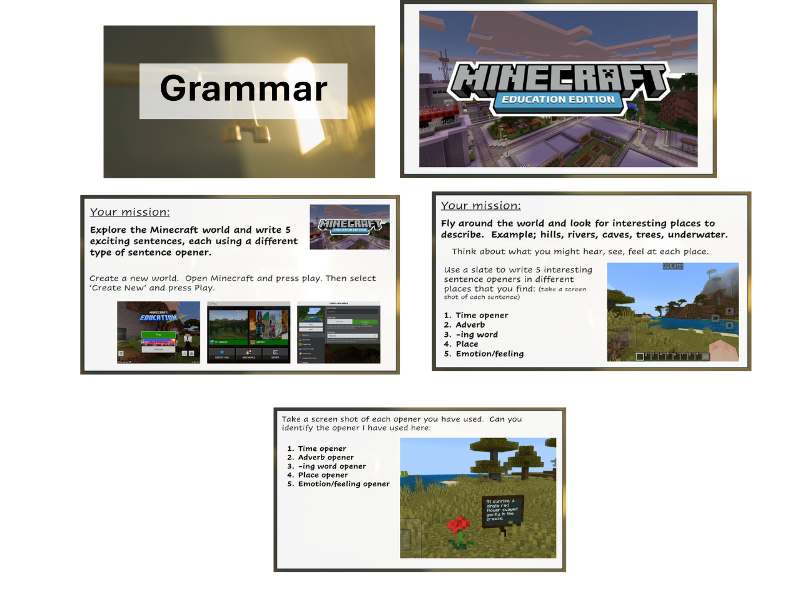 Minecraft Education Sentence Openers