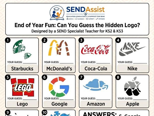 Logo quiz. Popular brands K2/KS3 SEND friendly. Answers included. *FREE!!!*