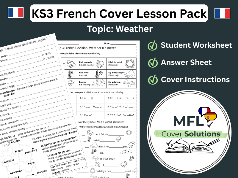 KS3 French Cover Lesson - Weather (La météo)