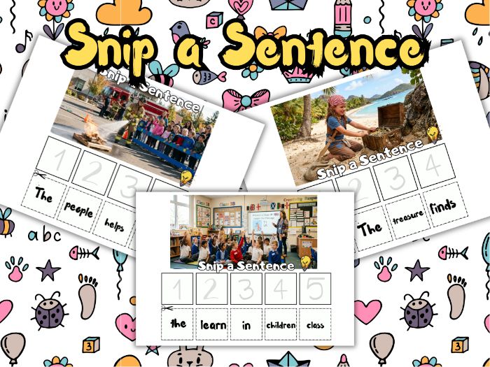 Snip, Sort & Stick! Sentence Adventures | 20 Fun Cut-and-Paste Literacy Worksheets