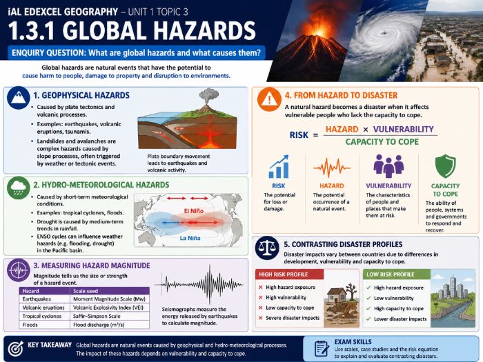 iAL Edexcel Geography - Unit 1 Topic 1 World at Risk - 1.3.1 Global Hazards