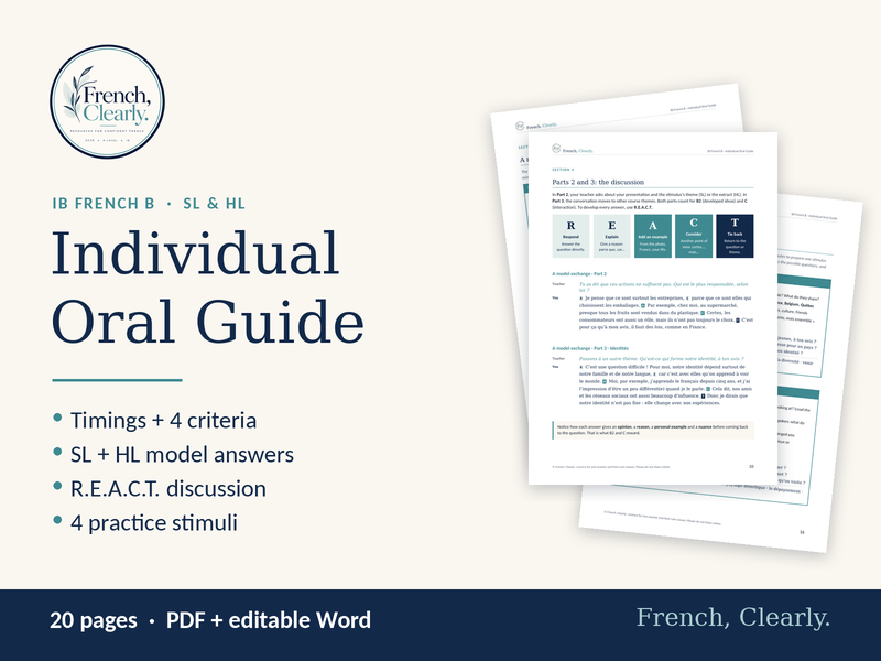 IB French B Individual Oral Guide (SL/HL) – Model Answers & Practice Stimuli