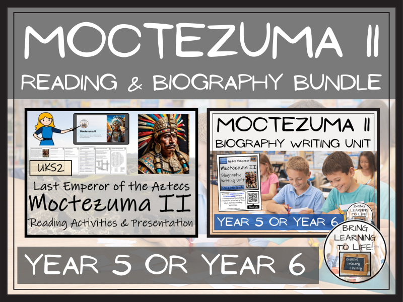 Moctezuma II Comprehension and Biography Bundle | UKS2
