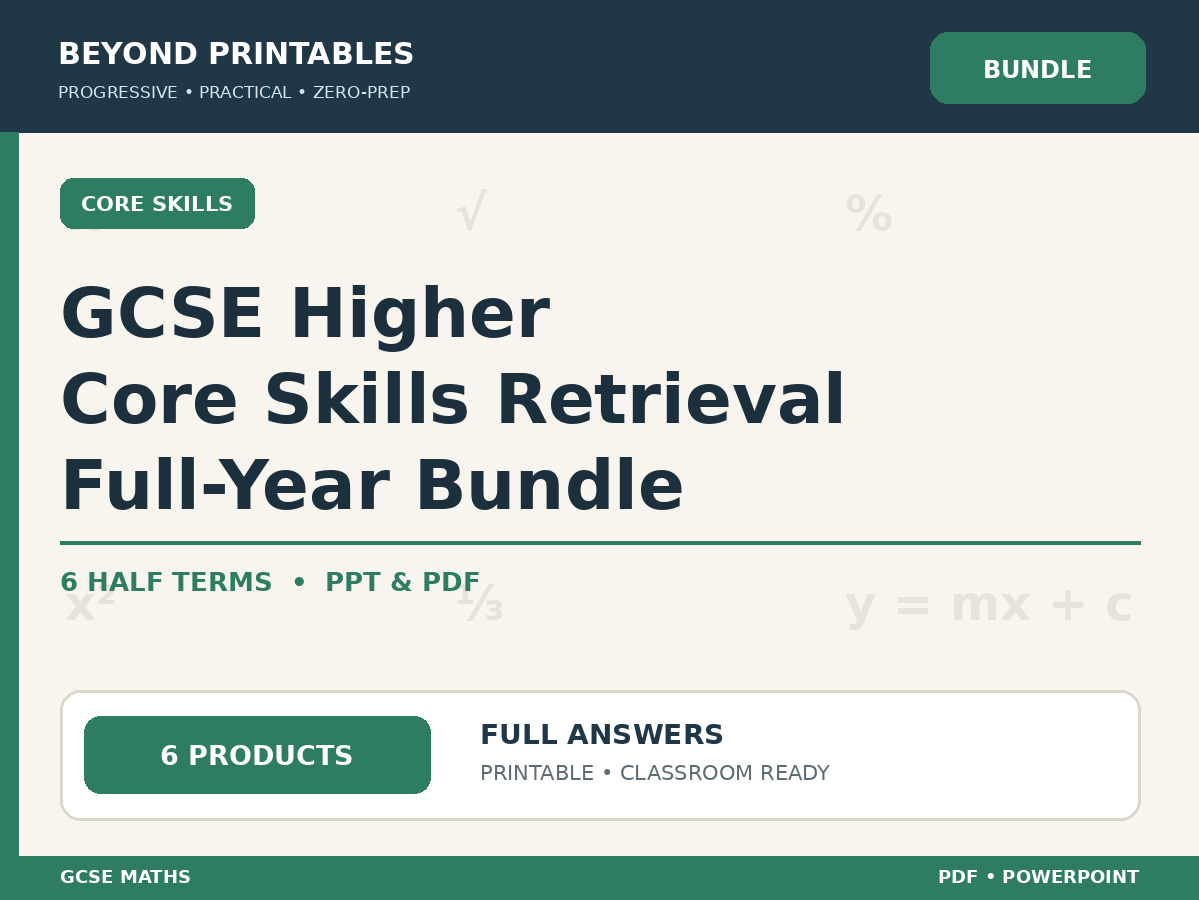 GCSE Higher Maths Core Skills Retrieval Bundle | 6 Half Terms | PPT & PDF