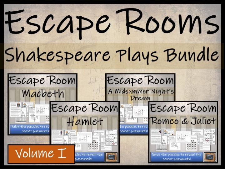 Shakespeare Plays Volume I Escape Room Activity Bundle | Year 5 or Year 6