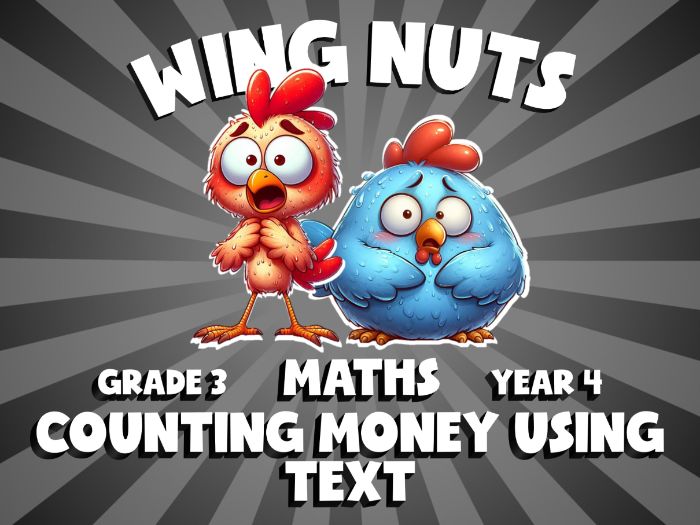Counting Money Using Text WING NUTS Maths Game | No-Prep Year 4 Review Activity