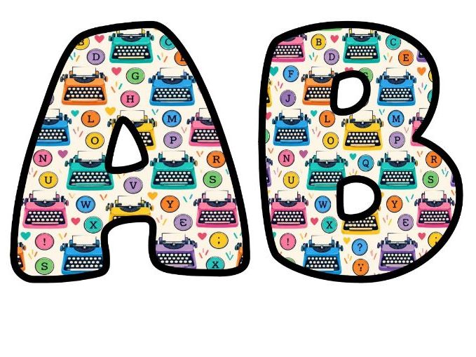 Colourful Typewriters Bubble Letters | Reading Corner Bulletin Board Letters