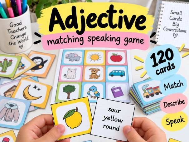 Adjective Matching Game | Describe & Match | ESL Vocabulary Activity | Printable PDF