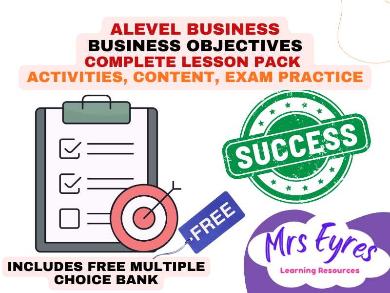 A Level Business 1.5.3 Business Objectives | Complete Lesson Pack + FREE MCQ Quiz