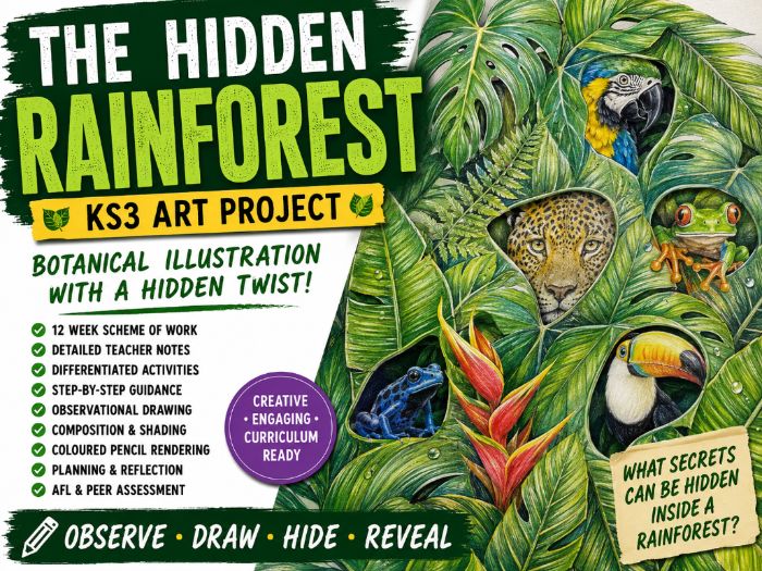 The Hidden Rainforest | KS3 Art Project | 12 Lesson Scheme of Work | Botanical Illustration & Observ
