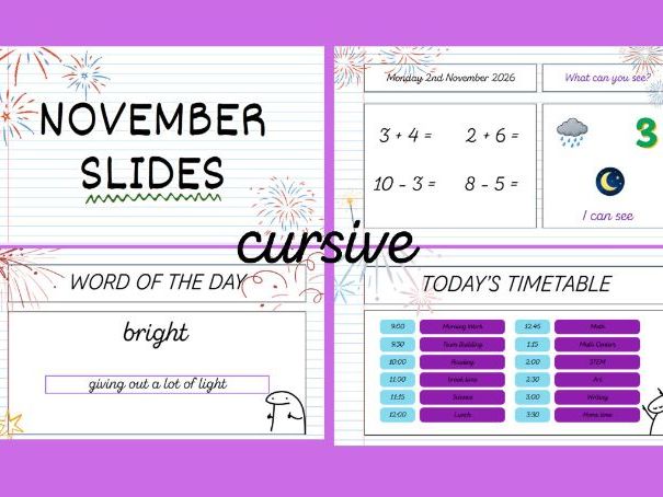 Year 1 morning work powerpoint- November- Cursive