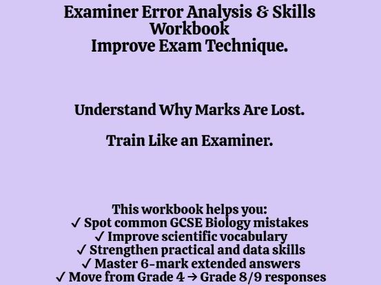Exam technique workbook for GCSE Science Biology - 6-mark questions, practicals and error analysis