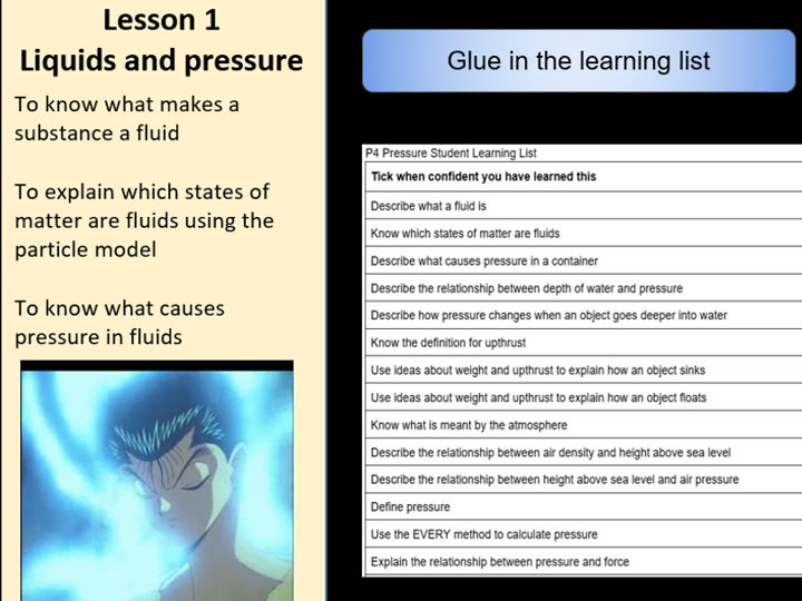 Springboard KS3 Y7-8  P4 Pressure 7 lesson Bundle