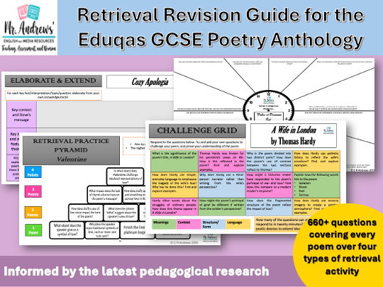 Eduqas Poetry Anthology Retrieval Revision Booklet