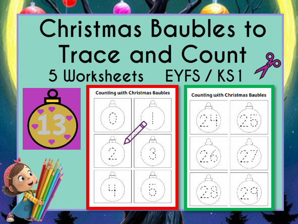 Christmas Baubles to Trace and Count