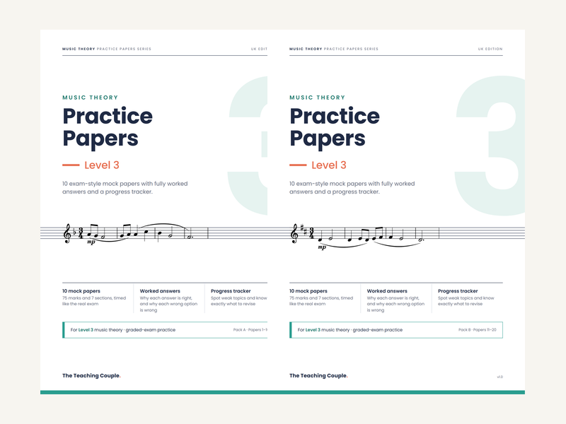 Level 3 Music Theory Practice Papers – Packs A + B (20 Mock Papers)