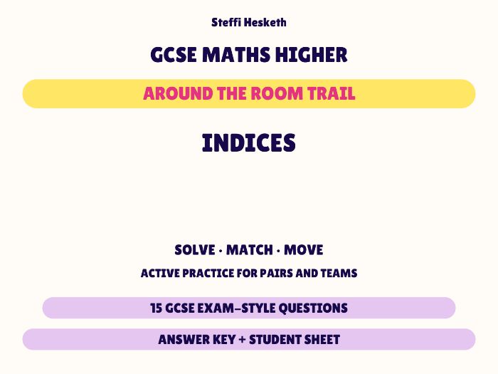 GCSE Higher Maths Indices | Around the Room Trail