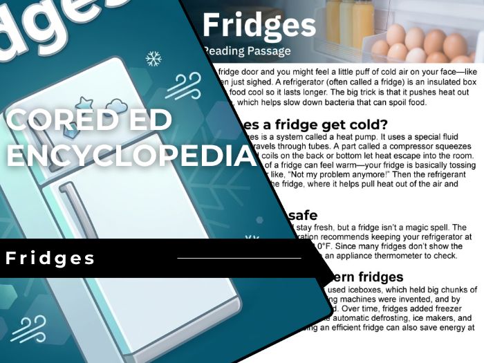 Fridges Reading Comprehension Passage - Cored Ed Encyclopedia