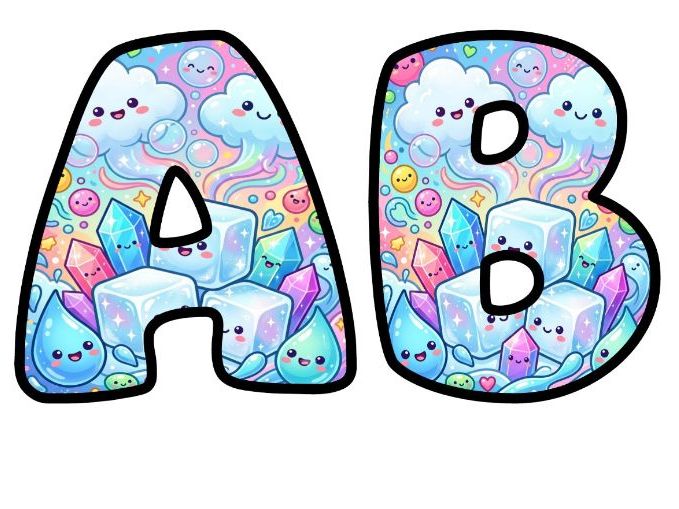 Clouds and Ice Bubble Letters | Weather Topic Bulletin Board Letters | Classroom Display Pack