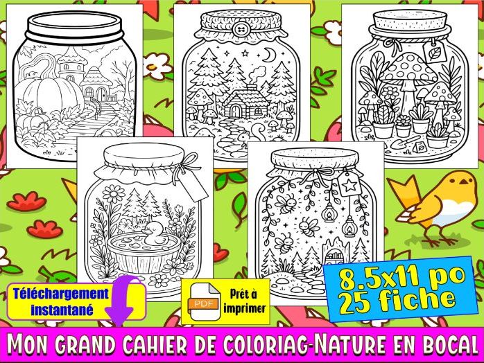 Mon grand cahier de coloriag-Nature en bocal