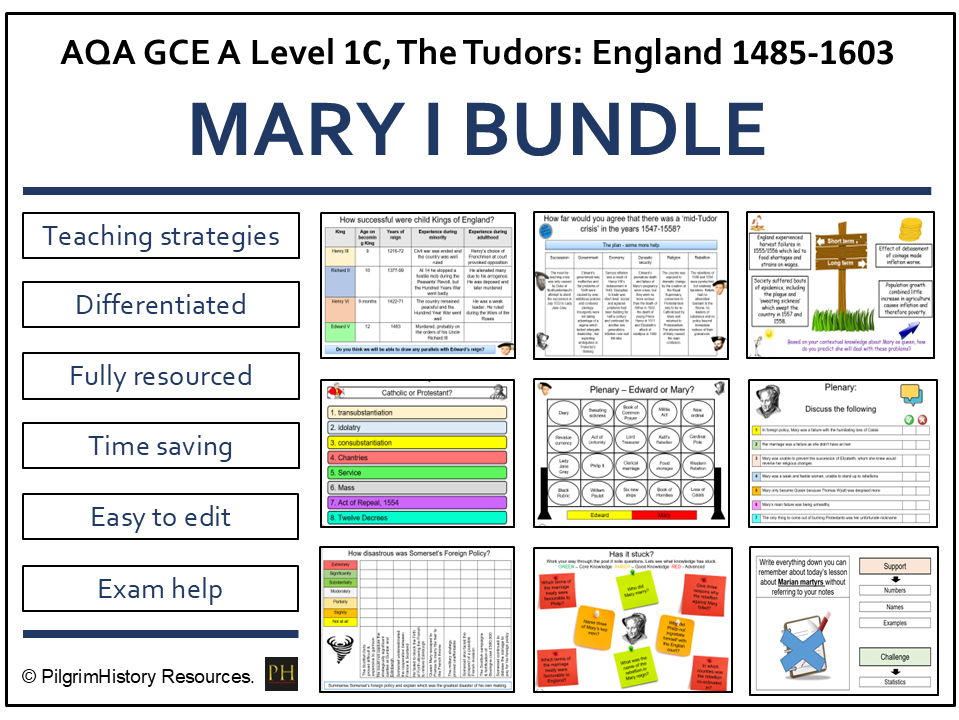 AQA A Level History: The Tudors - Mary I Complete Lesson Bundle