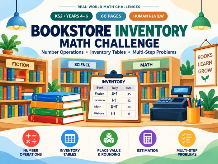 Bookstore Inventory Maths Challenge KS2 Data & Arithmetic 60 Pages