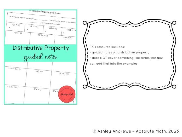 Distributive Property Guided Notes Teaching Resources Distributive Property Guided Notes Teaching Resources