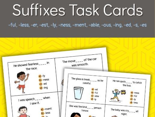 Suffixes Task Cards – Multiple Choice.