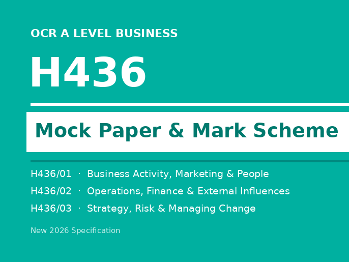 OCR A Level Business H436 Mock Papers and Mark Schemes Complete Set All 3 Papers