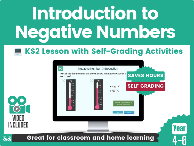 Negative Numbers Interactive Digital Maths Lesson Year 5 and Year 6