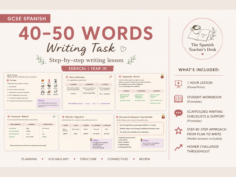 GCSE Spanish 40–50 word Free Time |  Writing Lesson | Edexcel