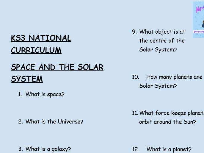 KS3 Space and the Solar System Revision Worksheets | 30 Questions & Answers | PDF Download