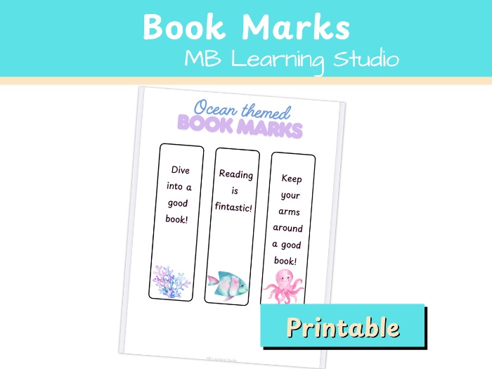 Ocean Bookmarks | Printable Reading Bookmarks | EYFS, KS1, Pre-K to 1st Grade