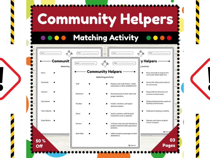Community Helpers Sentence Matching Activity : A Fun Educational Activity