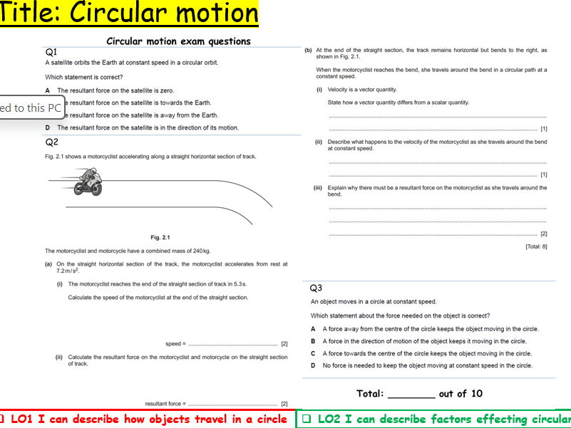 Circular motion for IGCSE Physics 0625 CIE Unit 1