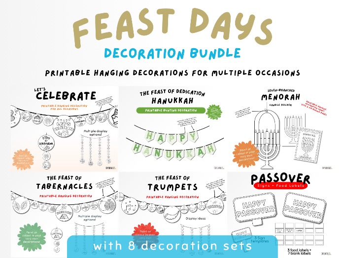 Feast Days Decoration Bundle Printable Hanging Decoration For All Holy Days Activity Paper Banner