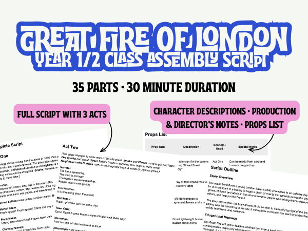 KS1 The Great Fire of London Assembly Script