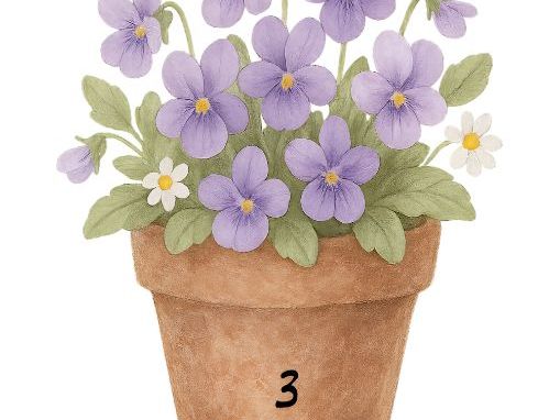 Numbered Flowers in Plant Pots 1-10