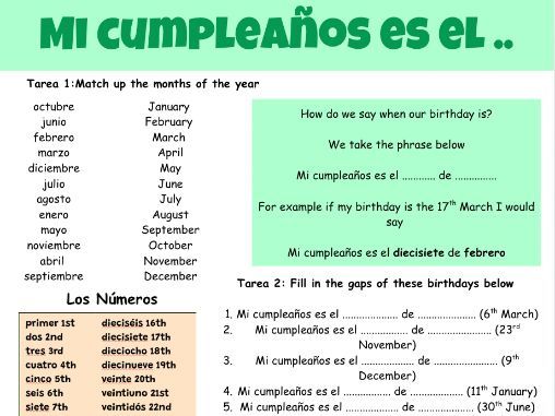 Mi cumpleanos worksheet