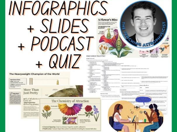 Flowers | Infographics + Slides + Podcast + Quiz | Biology Set