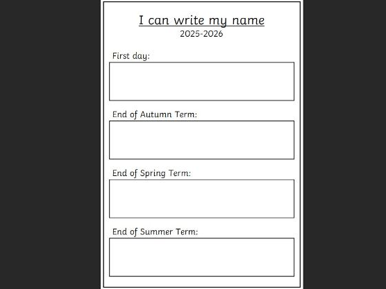 I Can Write My Name Early Years Assessment Worksheet