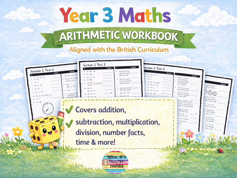 Year 3 maths arithmetic workbook British Curriculum
